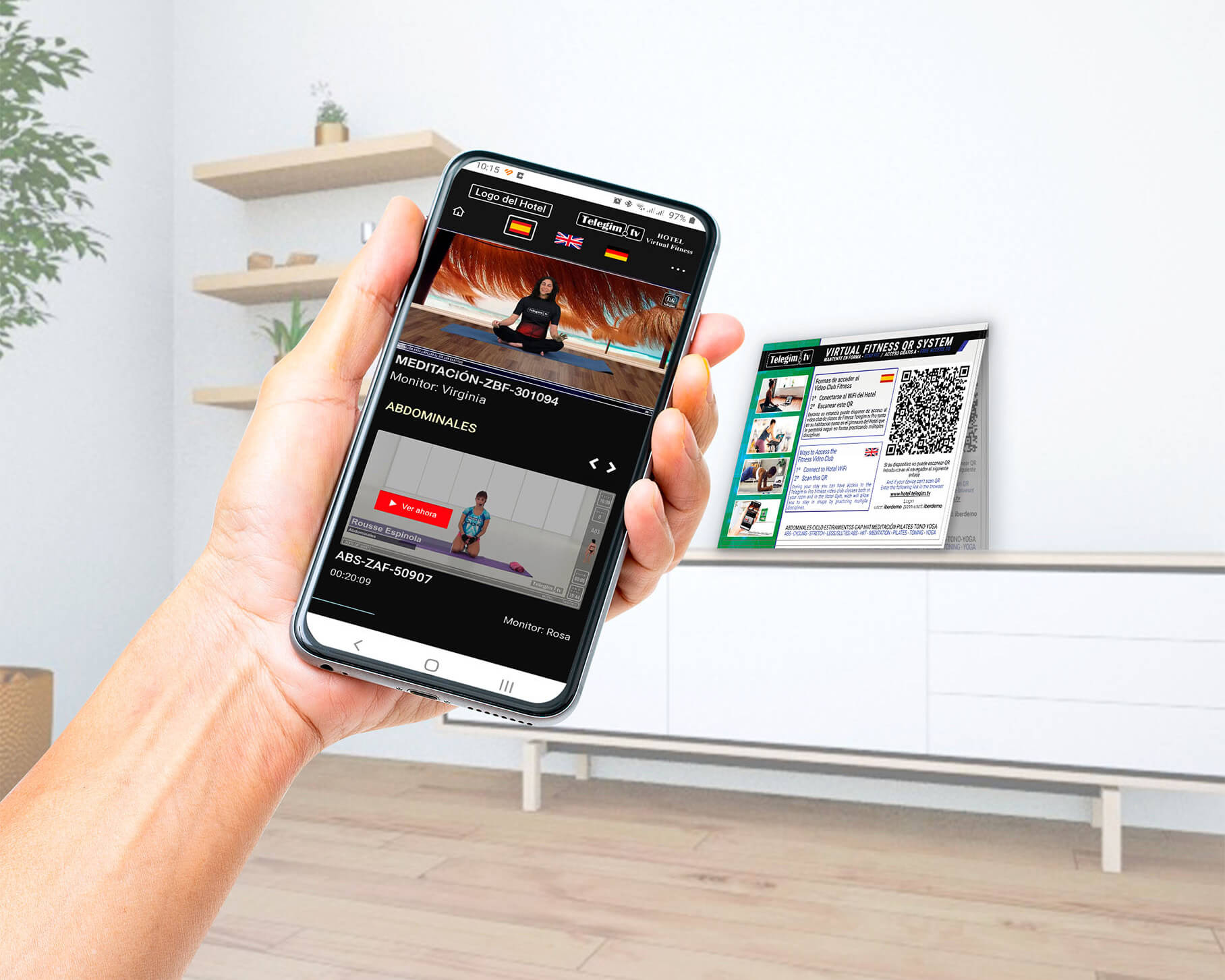 sistema QR fitness para hoteles - acceso desde móvil